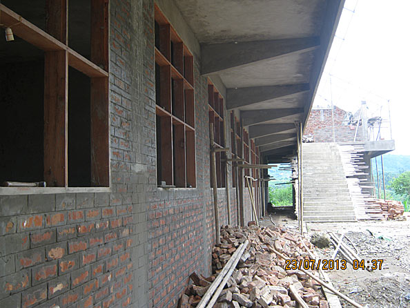 Ground floor verandah and beams overhead